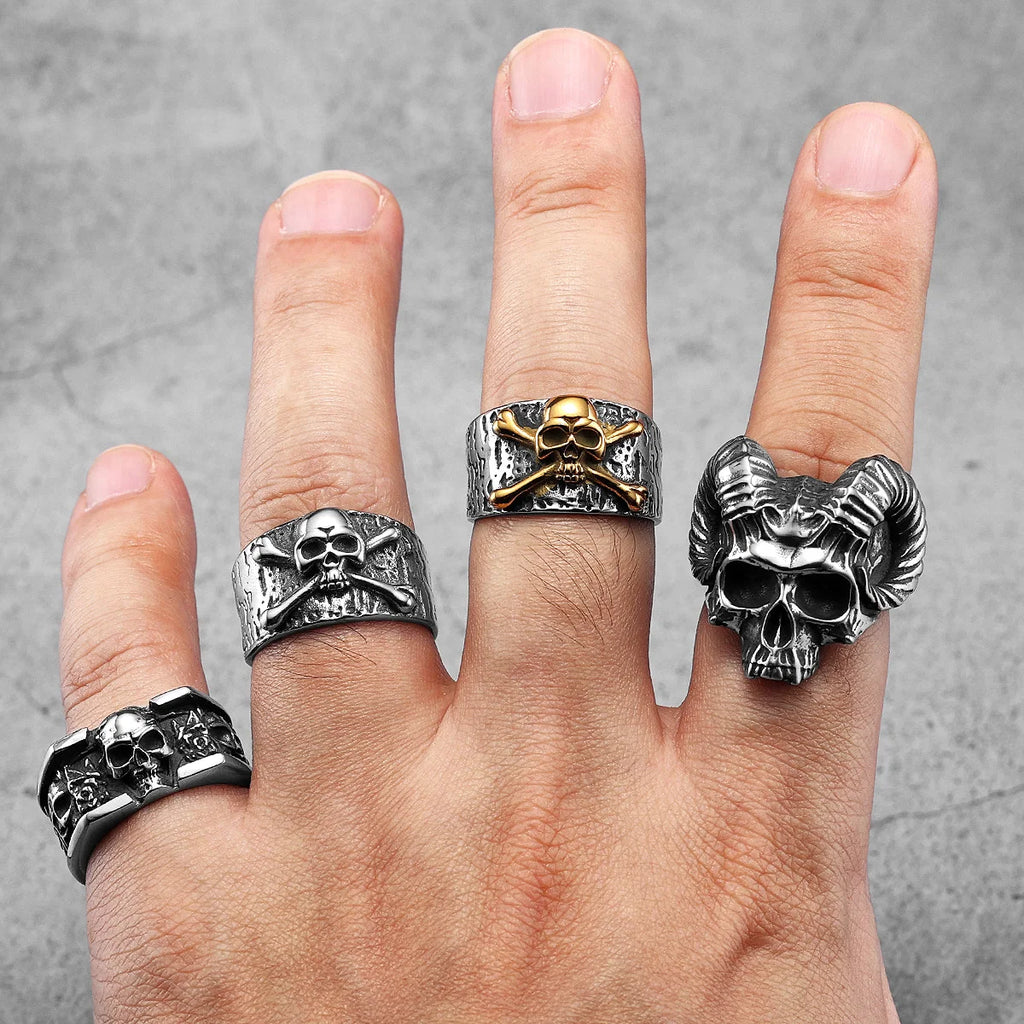 Gothic Satan Skull Ring — Stainless Steel
