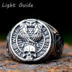 2023 New Gothic viking Freemasonry and raven skull Ring For Men Women Stainless Steel Male Anel Gift free shipping