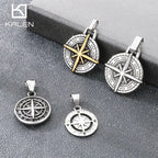 KALEN Stainless Steel 304 Vintage Compass Pendant Necklace For Men - KP117697-LU
