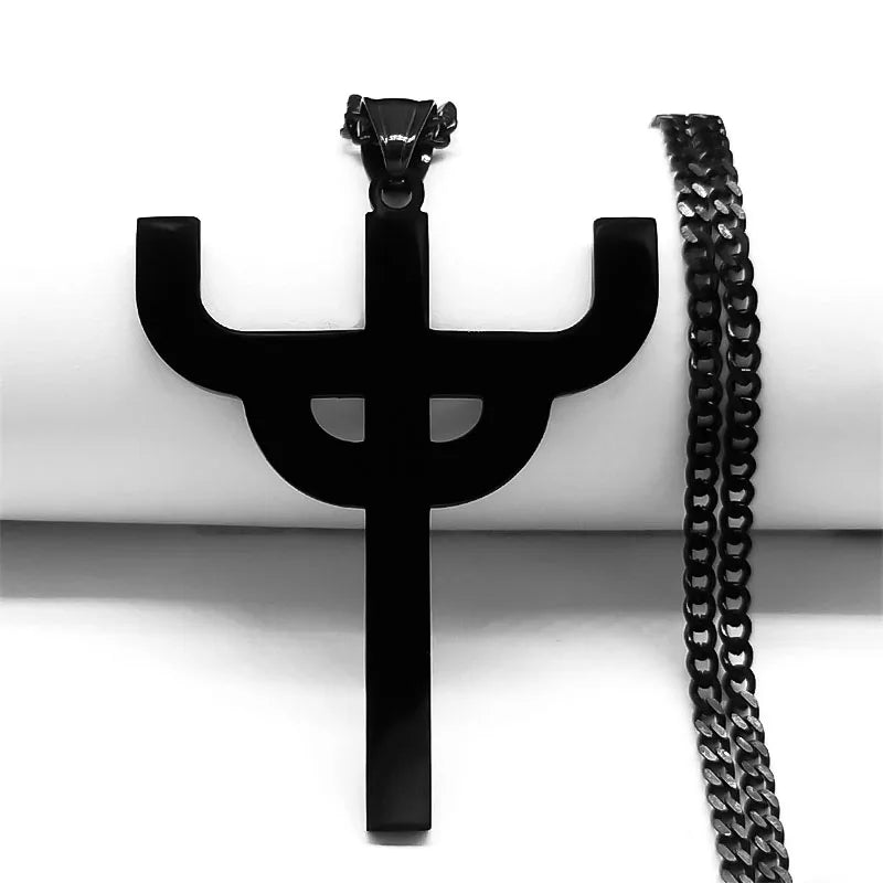 Gothic Silver Pendant Chain Necklace — Stainless Steel