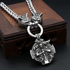 Wolf Odin Steel Pendant Vintage 316L Viking Warrior
