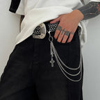 Punk Triple-Strand Star Charm Jeans Chain Keychain
