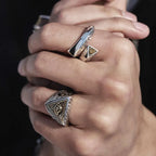 Retro Eye of Providence Vajra Cross Ring Punk Gothic Adjustable Open Ring For Men Copper Fine Jewelry Accessories Blessing Gift
