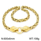 Gothic Double Snake Head Face Necklace for Man Gold Color Stainless Steel Men's Choker Chains Fashion Male Jewelry