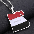 Egypt Map Flag Pendant Necklace — Stainless Steel