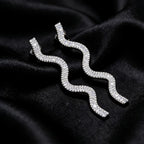 925 Silver Snake Moissanite Earrings 3-Row VVS