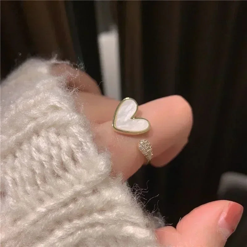 Hug Hands Open Adjustable Ring — Gold-Tone, Clear Stones