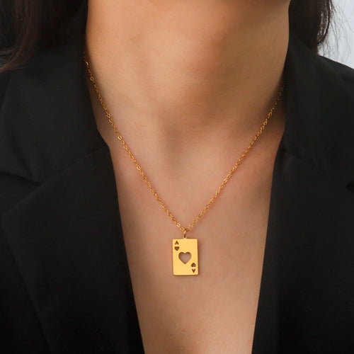 Ace of Spades Poker Pendant Necklace — Gold