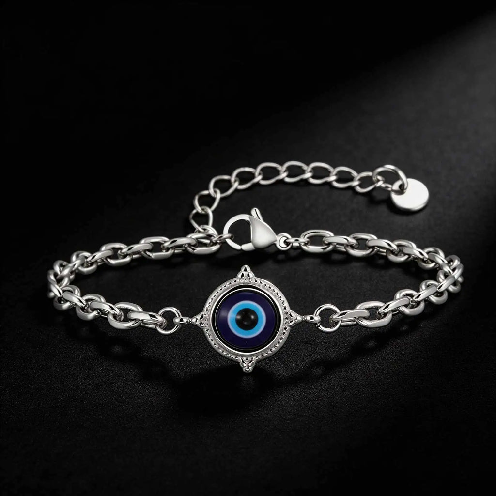 Turkish Evil Eye Beaded Bracelet for Men — Stainless Steel