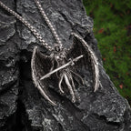 Retro Mythical Sword Archangel Michael Wings Pendant Necklace Men's Fashion Cool Amulet Jewelry Accessories