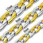 LUXUSTEEL Cuban Chain Necklace for Men Women Golden Plated Mixed Silver Stainless Steel Pattern Curb Link Chain Male Collar