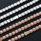 Tennis Chain Necklace Iced Out Pink Princess Cut
