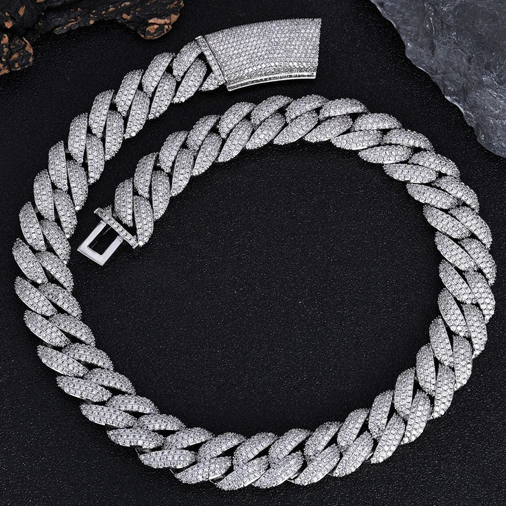 Gold Cuban Chain Necklace Iced Out 18MM 18K