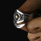 New Arrival S925 Ring For Men Jewelry Adjustable Vintage Hollow Lines Flower Gold Collision Ring Male Index Finger Accessories