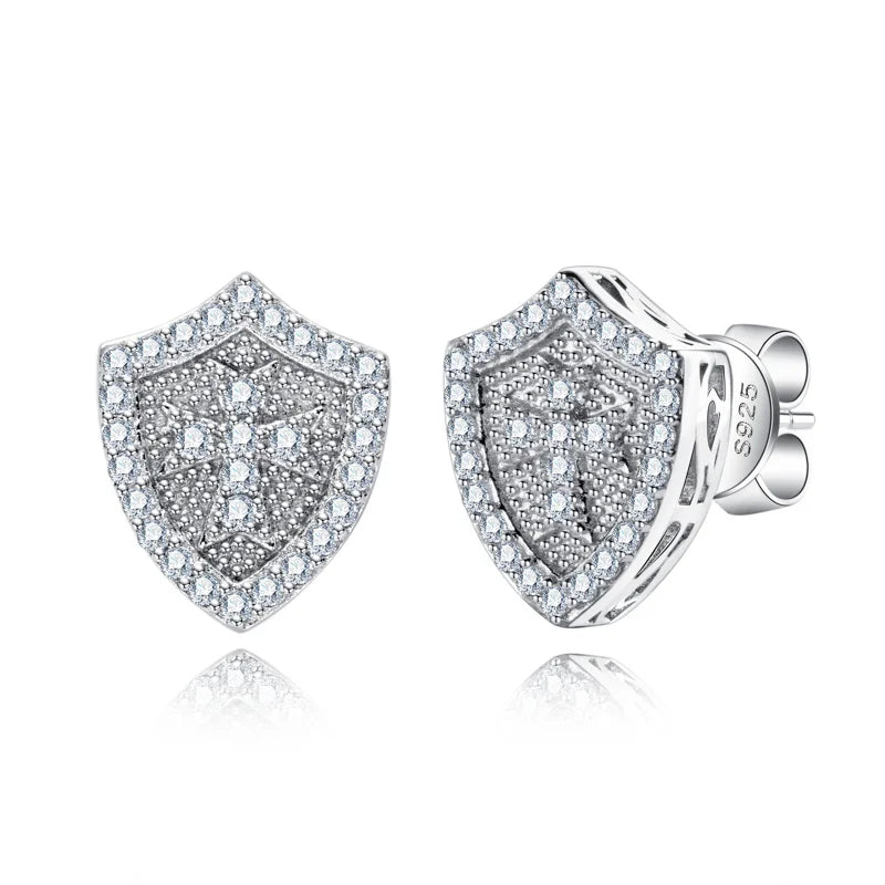 Iced Out Cross Stud Earrings — 925 Silver