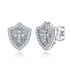 Iced Out Cross Stud Earrings — 925 Silver