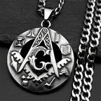 Steel Pendant Vintage Masonic Freemason Symbol