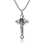 Vintage Christian Jesus Cross Pendant Necklace Men's Stainless Steel Religious Jesus Necklaces Prayer Baptism Jewelry