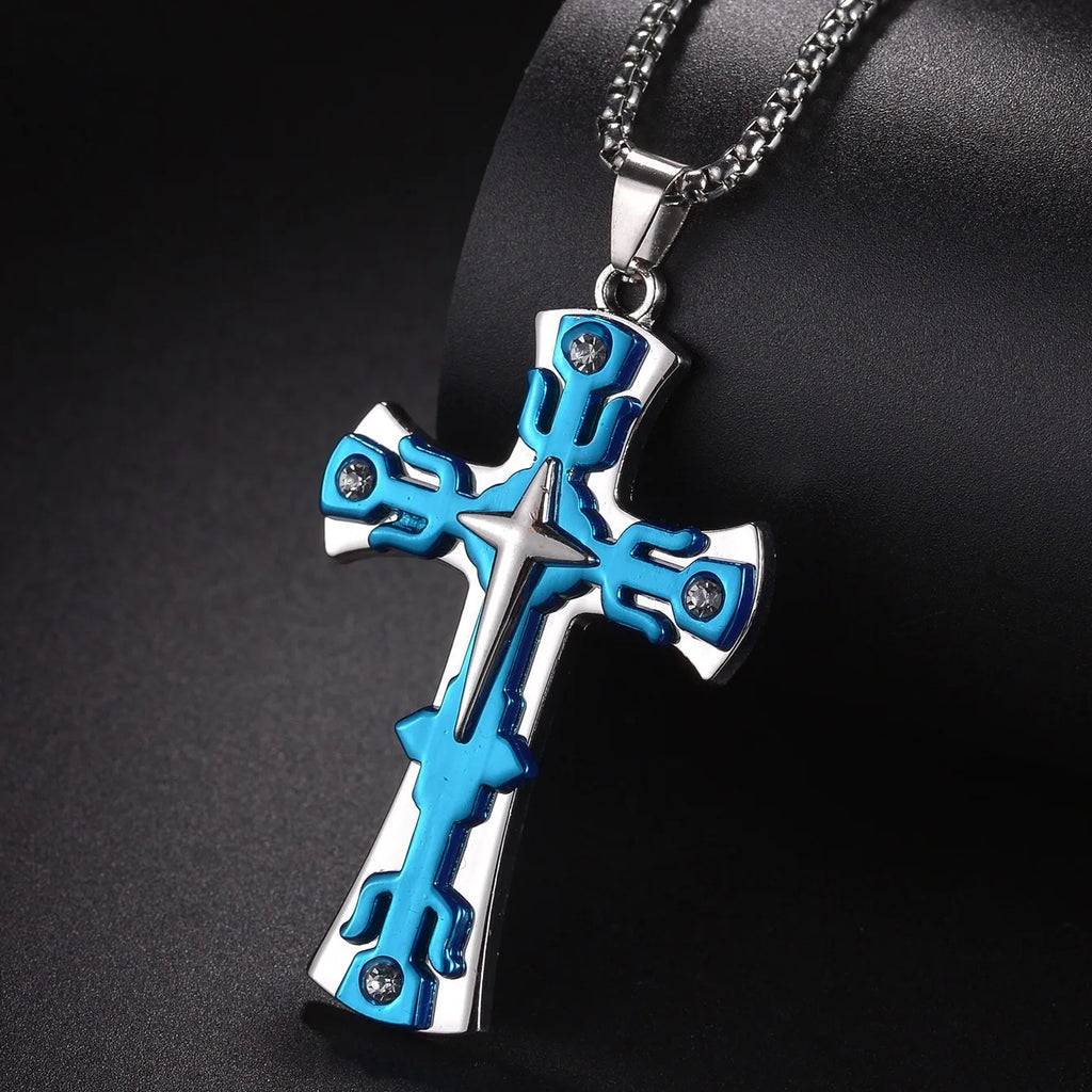Christian Jesus Cross Necklace For Women Men Stainless Steel Chains Choker Religion Pendants Jewelry Prayer Baptism Gift