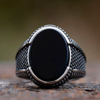 New Fashion Retro Ring Geometric Black Zircon Stone For Anniversary Party Wedding Men's Anels Totem Luxury Jewelry