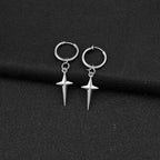 Punk Earring Mens Cross Single Spike Stainless Steel Stud Earrings Guys Jewelry Rock Hip Hop Party Jewelry Unisex