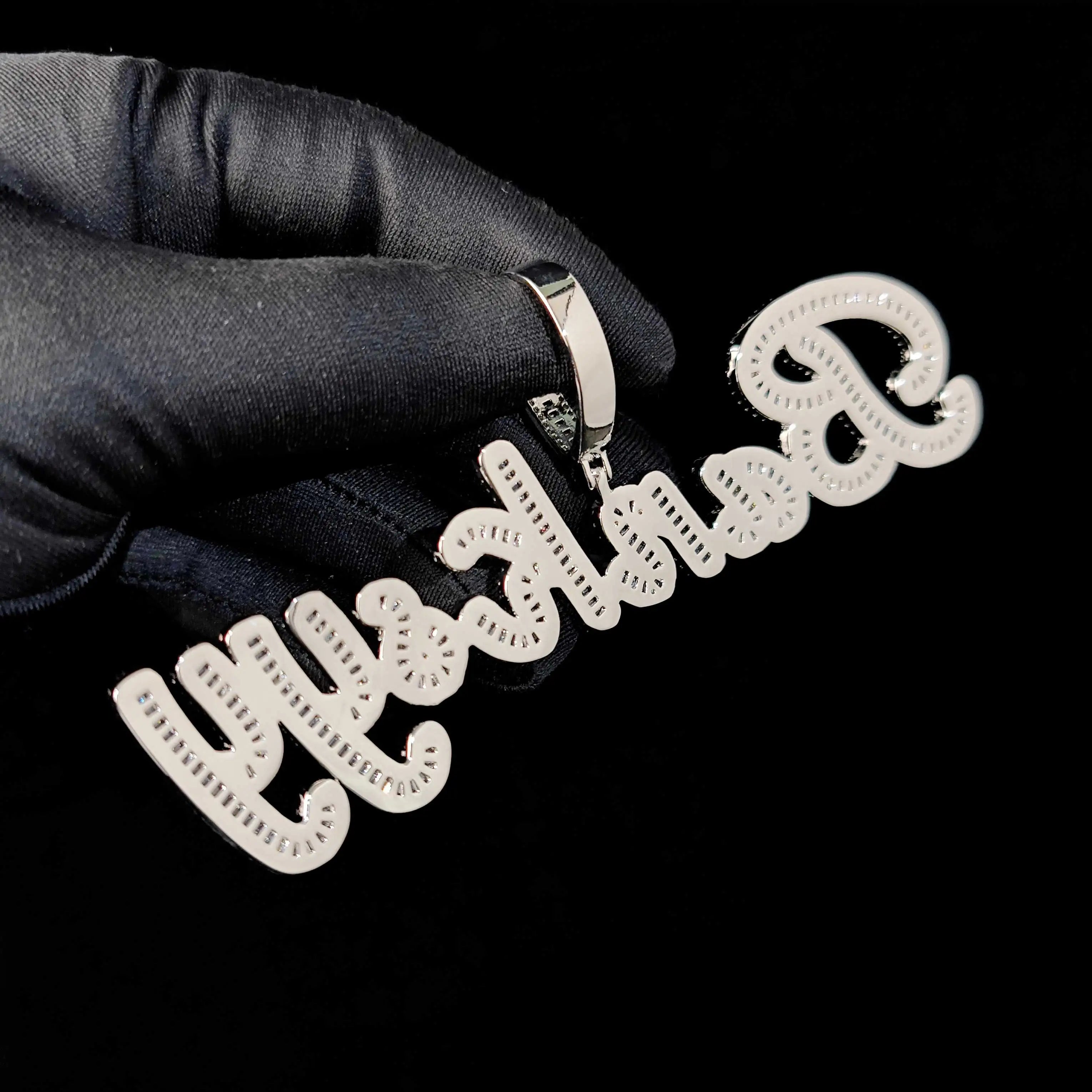 Iced Out Letter Pendant Necklace Gold