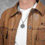 Viking Runes Wolf Pendant Necklace for Men — Stainless Steel