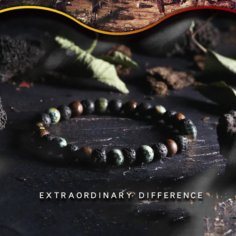 Block Volcanic Lava Stone Bracelet Men Black Classic Matte Obisidian Labradorite Bead Jewelry Women Birthday Gift for