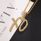 Gold Iced Out XO Pendant Necklace Heart CZ