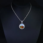 HHIOK Customized Necklaces Circle Chain Picture Personalized Diamond Memory Pendant with Photo Wing Design Gift for Men