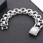 Chunky 23.5CM Chain Man Bracelet for Men On Hand Jewelry Polished Matte Stainless Steel Men's Bracelets Best Gifts for
