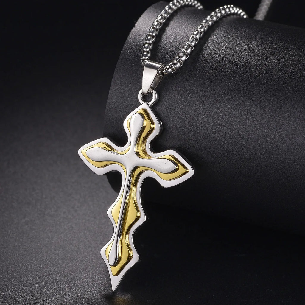 Christian Jesus Cross Necklace For Women Men Stainless Steel Chains Choker Religion Pendants Jewelry Prayer Baptism Gift