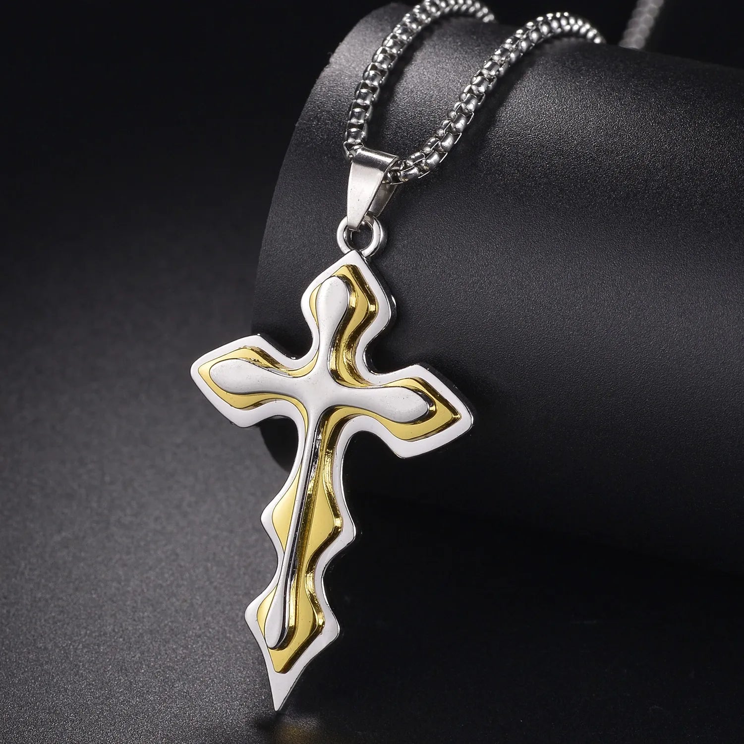 Christian Jesus Cross Necklace For Women Men Stainless Steel Chains Choker Religion Pendants Jewelry Prayer Baptism Gift