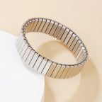 Minimal Square Chunky Bangle Bracelet — Stainless Steel
