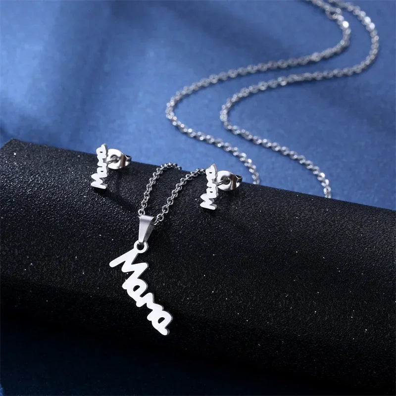 Mama Letter Pendant Necklace — Minimal
