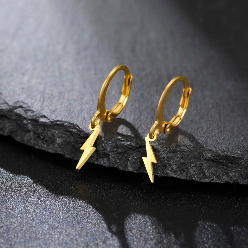 Skyrim Lightning Pendant Stainless Steel Earrings Women's Fashion Simple Daily Earrings Friends Jewelry Gifts