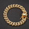 Luxury 24K 9999 Pure Gold real gold Men's Hip Hop 12mm Diamonds Cuban Bracelet