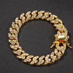 Luxury 24K 9999 Pure Gold real gold Men's Hip Hop 12mm Diamonds Cuban Bracelet