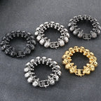 Gothic Stainless Steel Motorcycle Chain Bracelet for Man Casting Men's Bracelets of Skull Heads Skeleton Jewelry