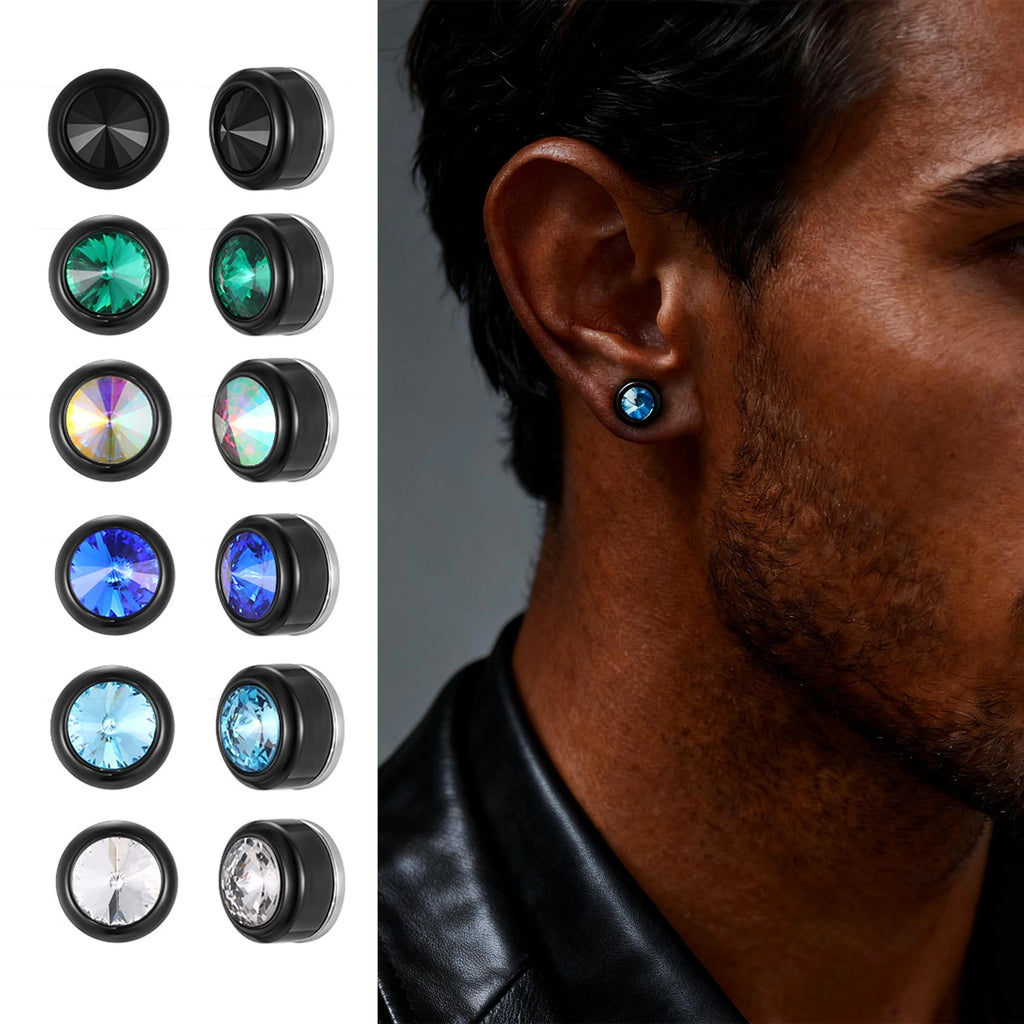 Iced Out Zircon Clip Earrings — Stainless