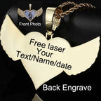 Angel Wings Photo Pendant Necklace Iced Out