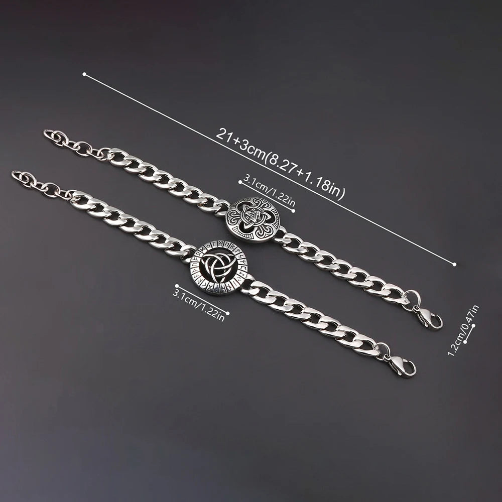 Medieval Norse Viking Rune Wolf Bracelet Man Stainless Steel Valknut Witch Knot Compass Bracelet for Men Scandinavian