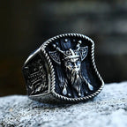 New Creative Stainless Steel Viking Warrior Double Axe Ring for Men Fashion Punk Hip Hop Party Jewelry