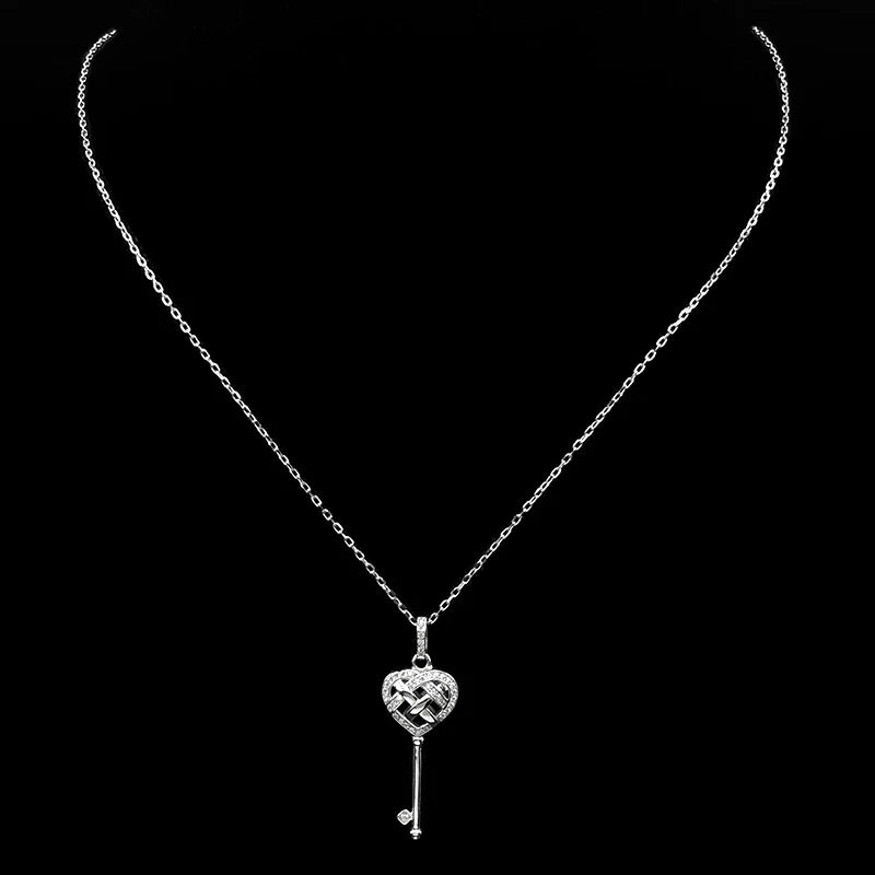 Heart Celtic Silver Pendant Sterling Key Shape