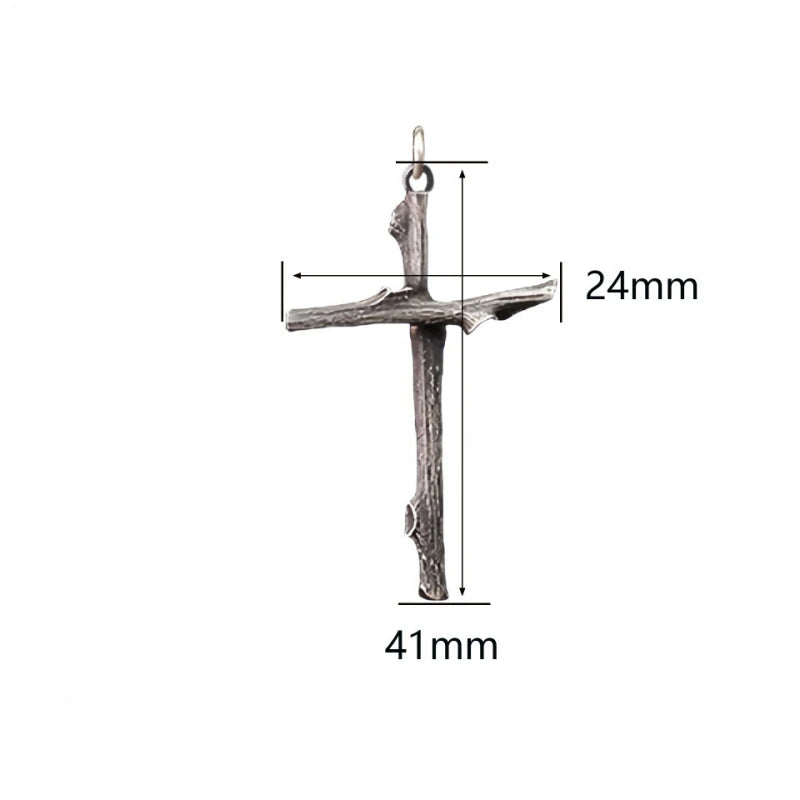 Buyee 925 Sterling Silver Male Cross Pendant Chain Branch Design Necklace for Men Women Fashion Fine Jewelry Chain Gift