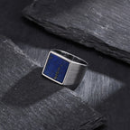 Gold Green Stone Signet Ring — Stainless Steel