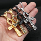 Vintage Fashion Ancient Egyptian Ankh Cross Pendant Necklace For Men Women Stainless Steel Amulet Jewelry Gifts