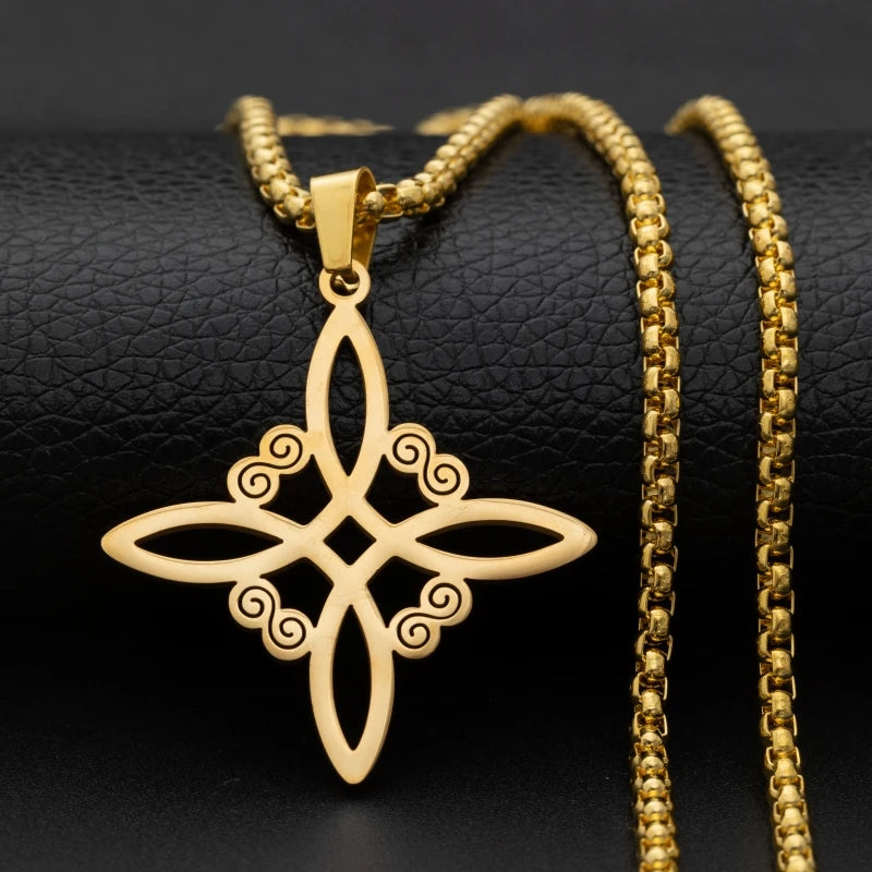 Celtic Witch Knot Pendant Necklace — Steel