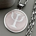 Greek Gold Pendant Letter Psi Symbol Tiger Eye