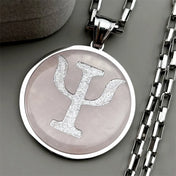 Greek Gold Pendant Letter Psi Symbol Tiger Eye